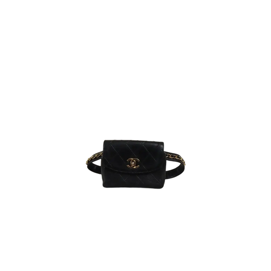 CHANEL Vintage Bicolore CC Logo Lambskin Waist Pouch Bum Bag