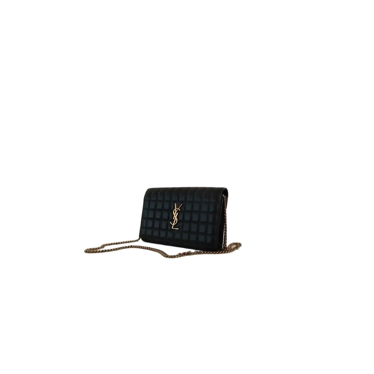 SAINT LAURENT Cassandre YSL Wallet on Chain in Quilted Smooth Leather