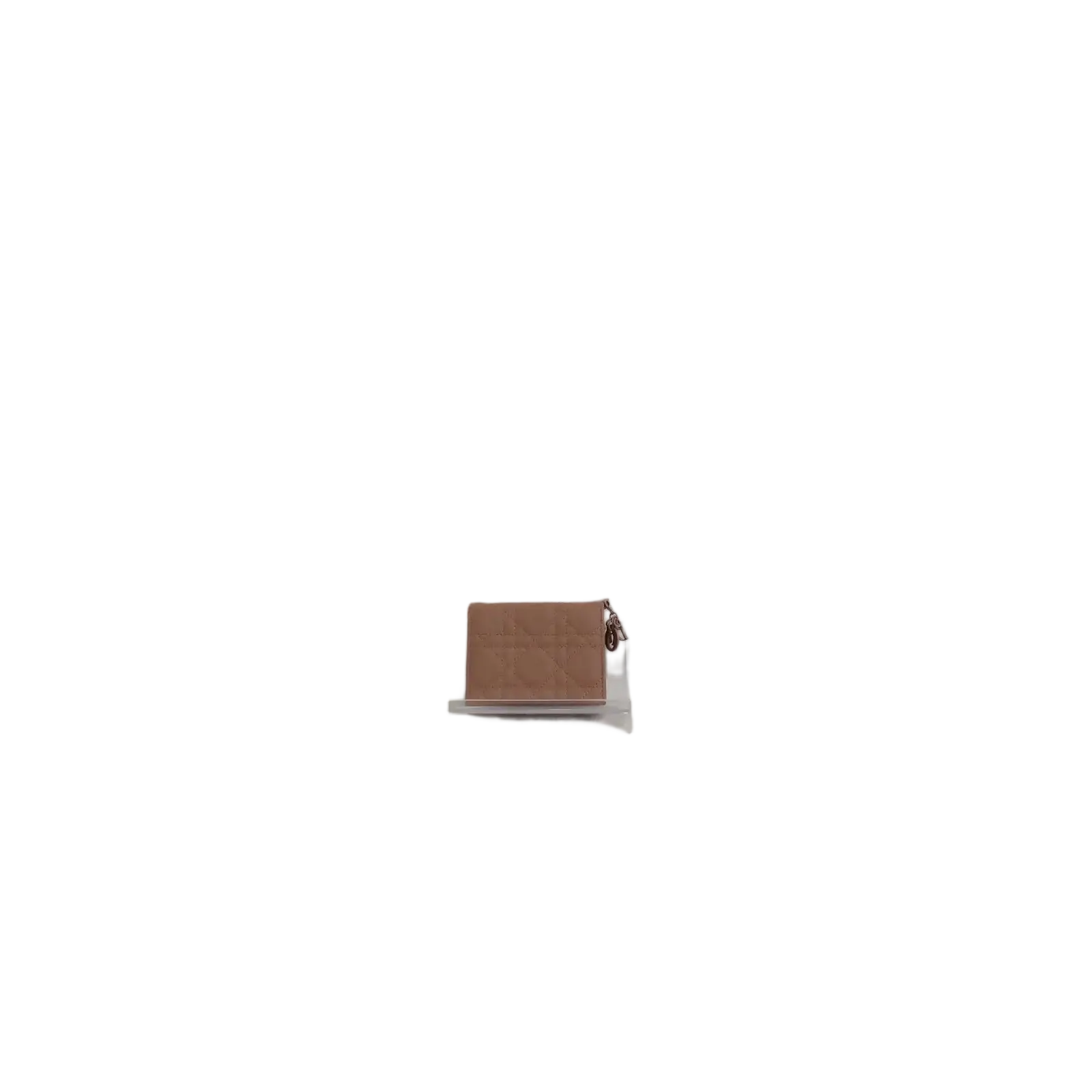 DIOR Beige Ultramatte Cannage Leather Mini Lady Dior Wallet