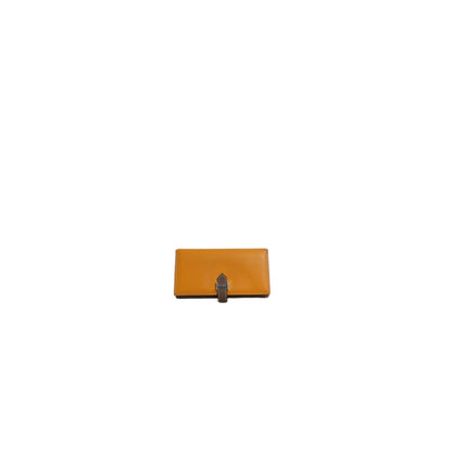 HERMES Bearn Bicolore Trifold Wallet Veau Epsom Yellow & Brown
