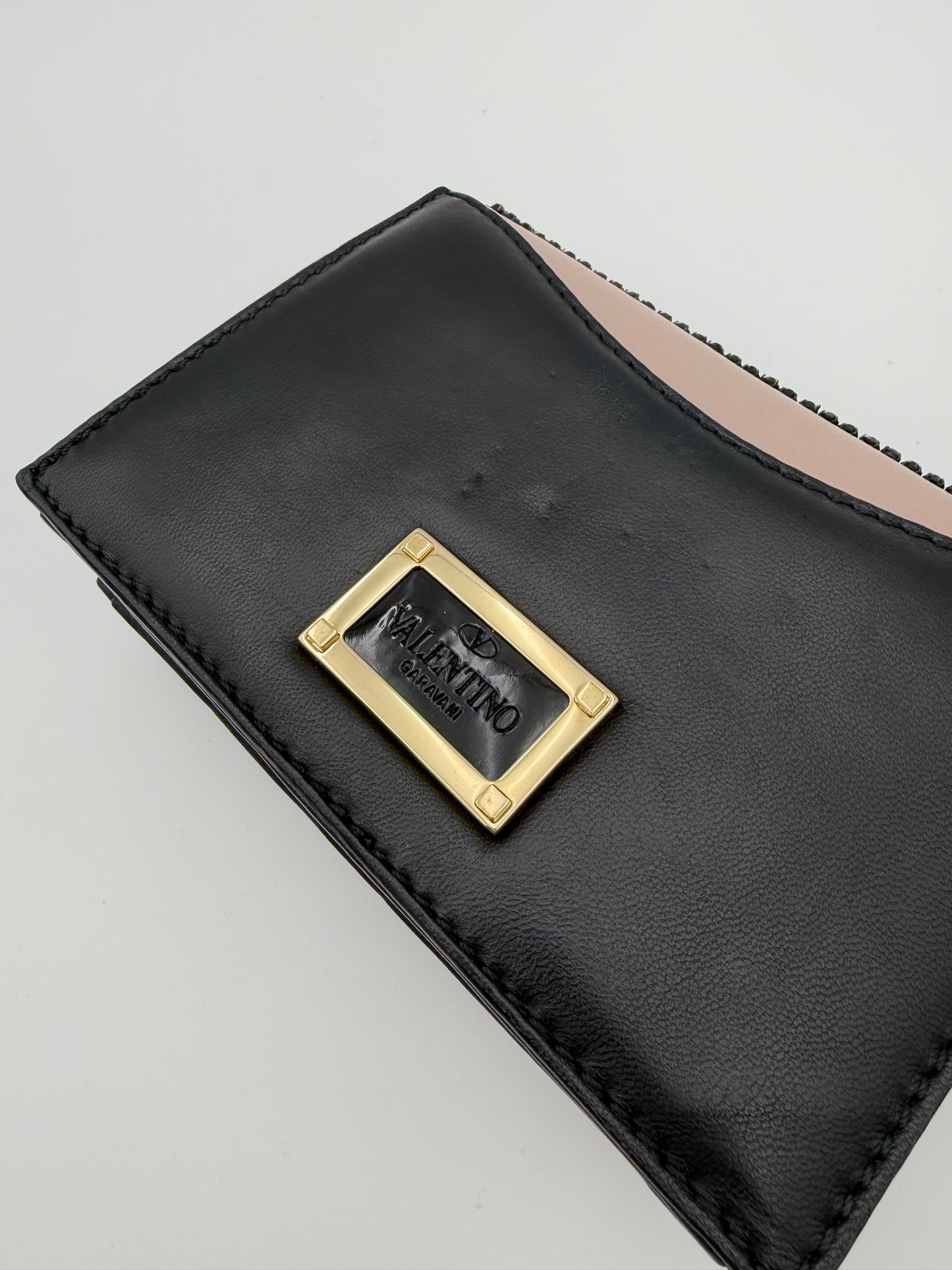 Valentino Garavani Beaded & Jeweled Pochette Bag in Black Leather