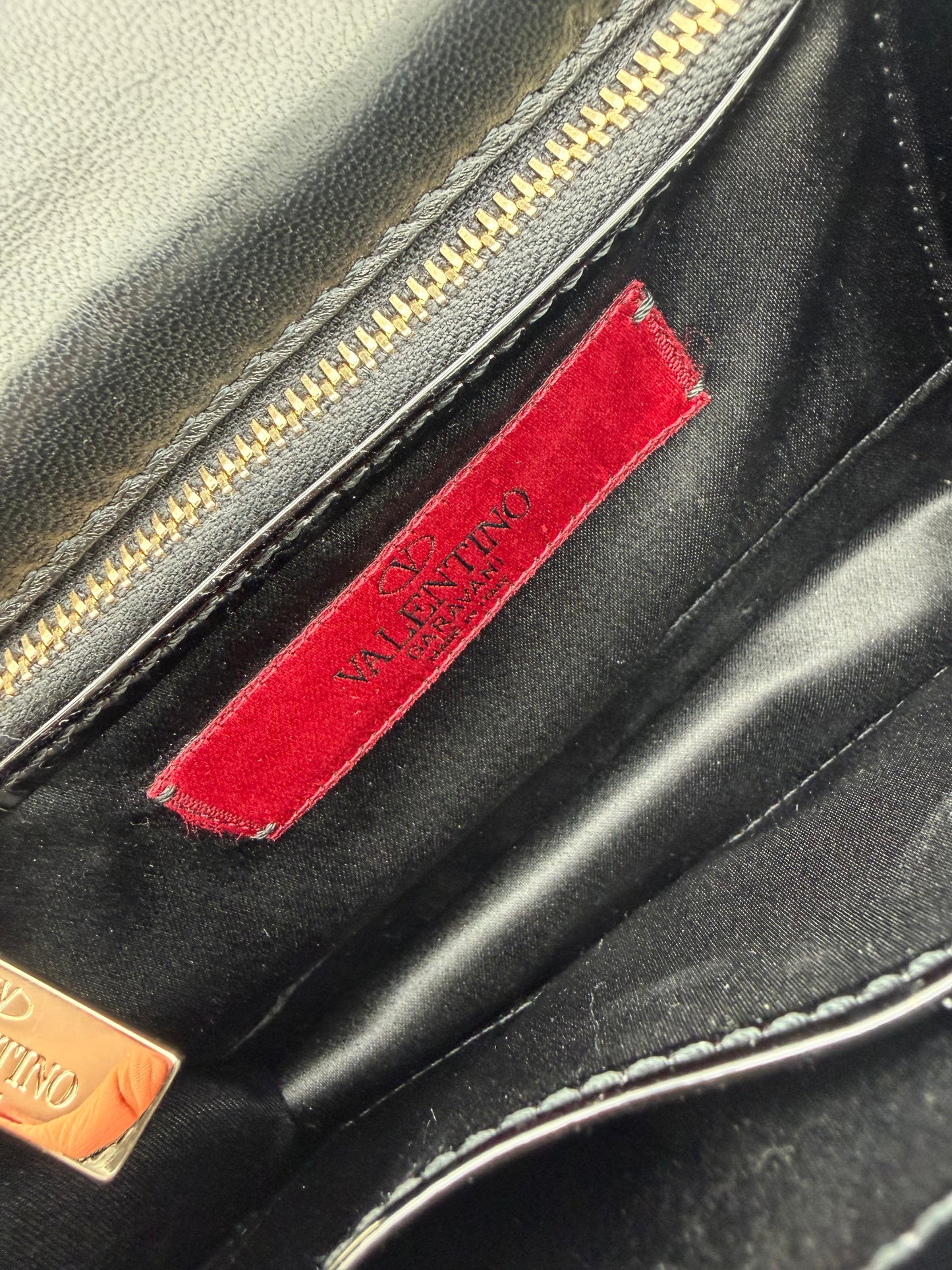 Valentino Garavani Beaded & Jeweled Pochette Bag in Black Leather