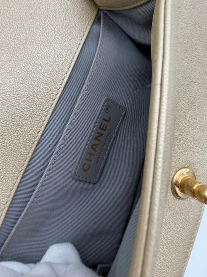 Chanel Limited Edition Small Boy Bag in Gold Metallic Lambskin