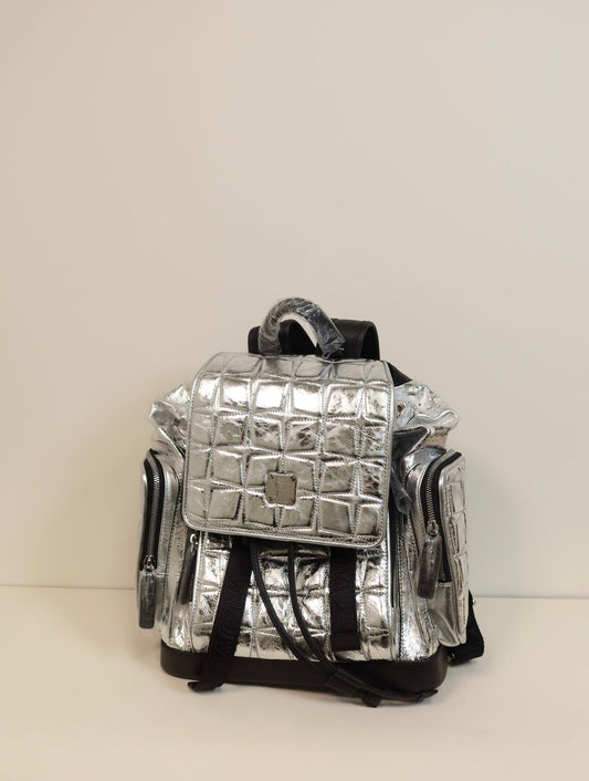 MCM Silver Leather Backpack