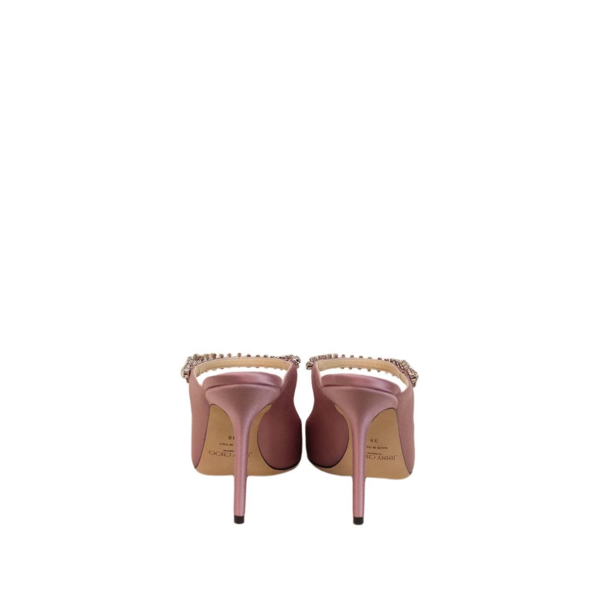 Jimmy Choo Bing 100 Satin Mules With Crystal Strap
