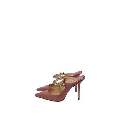 Jimmy Choo Bing 100 Satin Mules With Crystal Strap
