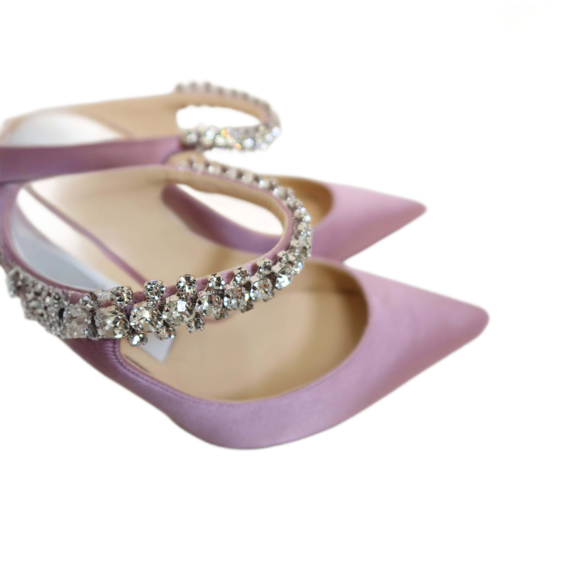 Jimmy Choo Bing 100 Satin Mules With Crystal Strap