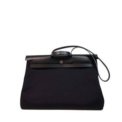 Hermès Black Vache Hunter and Toile Herbag Zip Cabine 50