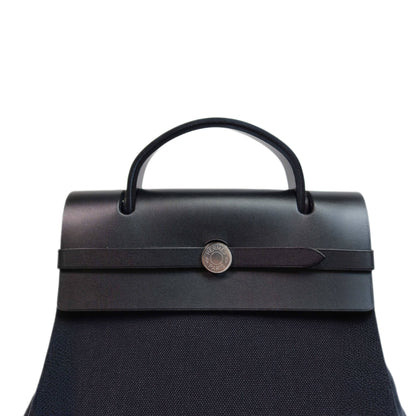 Hermès Black Vache Hunter and Toile Herbag Zip Cabine 50