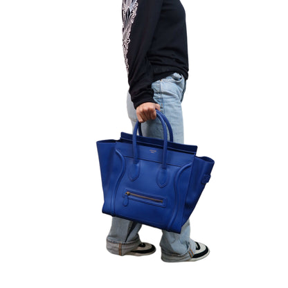 Celine  Smooth Calfskin Mini Luggage Royal Blue