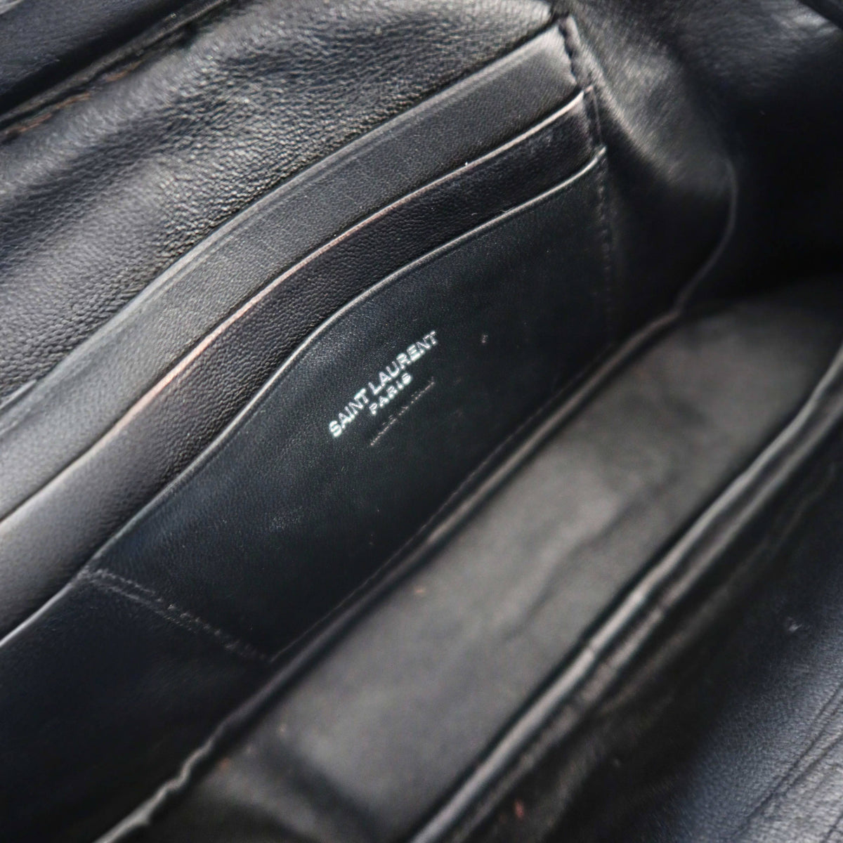 Saint Laurent Grain De Poudre Matelasse Monogram Mini Lou Camera Bag Black