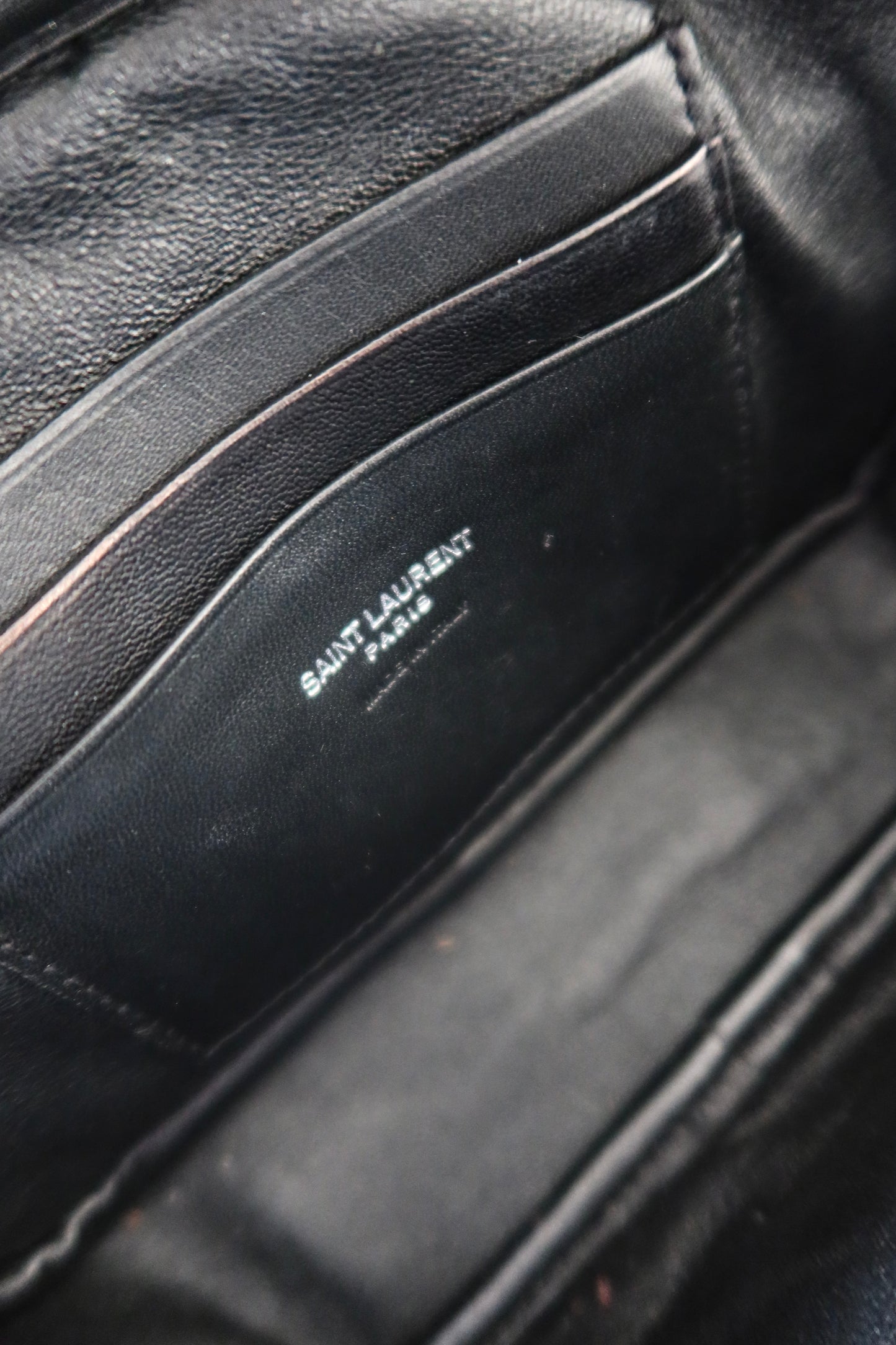 Saint Laurent Grain De Poudre Matelasse Monogram Mini Lou Camera Bag Black