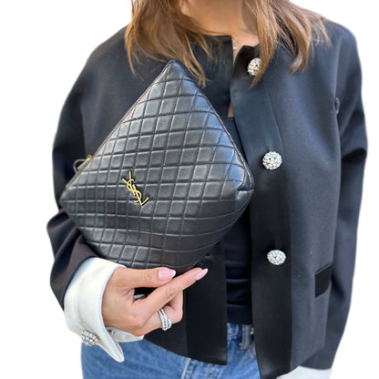 Saint Laurent Gaby Cosmetic Pouch in Quilted Leather