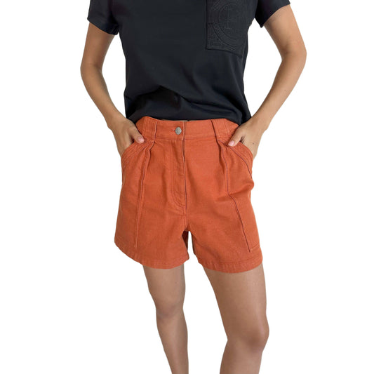 HERMES Stretch Denim Shorts in Orange