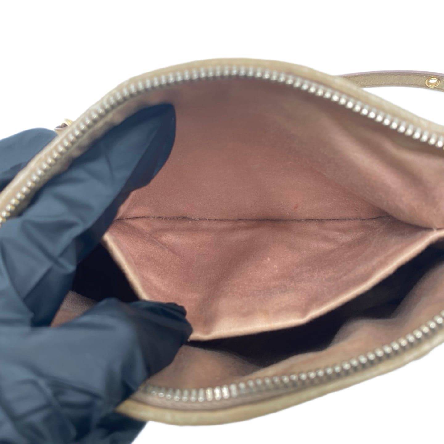 Miu Miu Matelasse Nappa Leather Small Shoulder Bag Taupe GHW