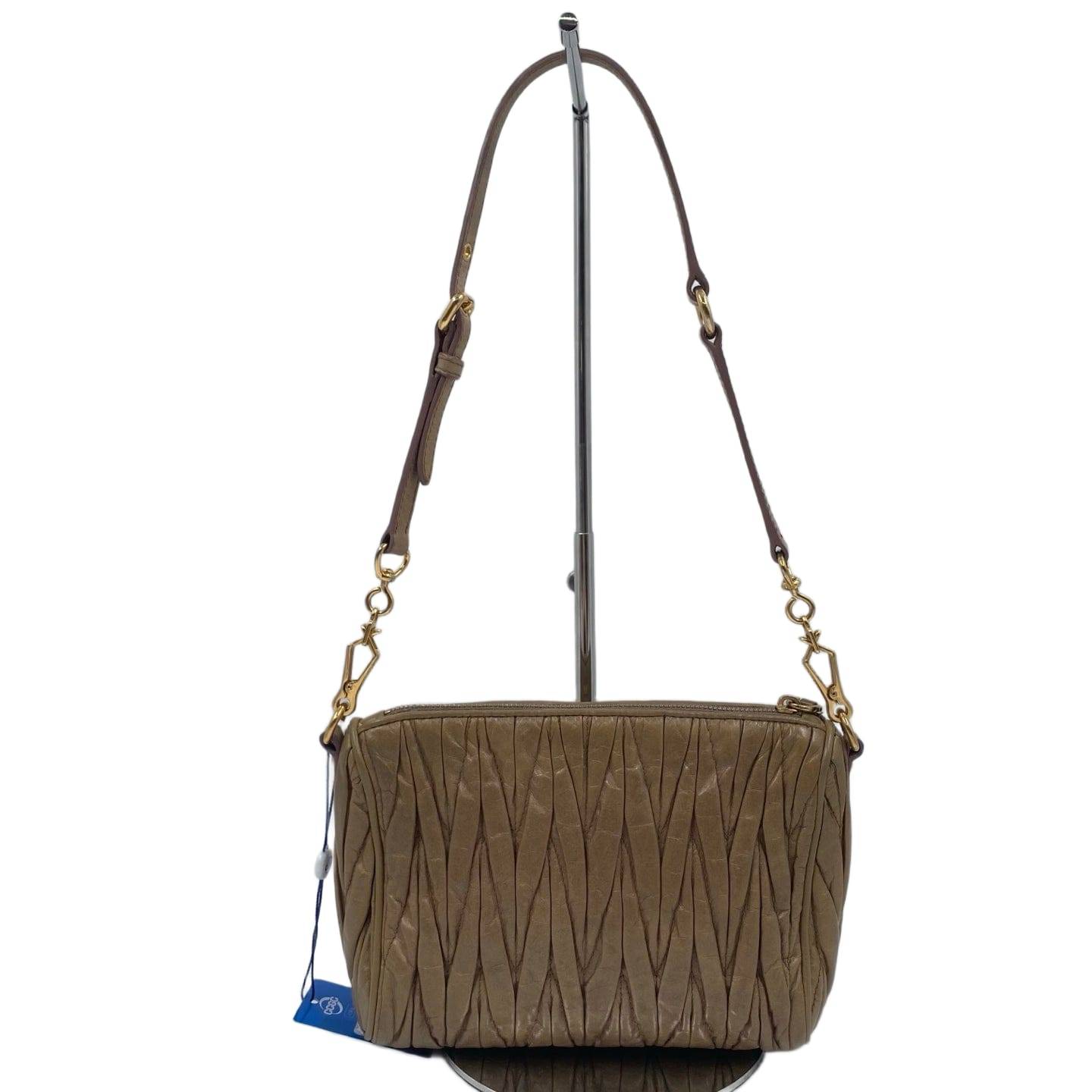 Miu Miu Matelasse Nappa Leather Small Shoulder Bag Taupe GHW