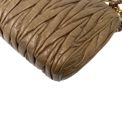 Miu Miu Matelasse Nappa Leather Small Shoulder Bag Taupe GHW