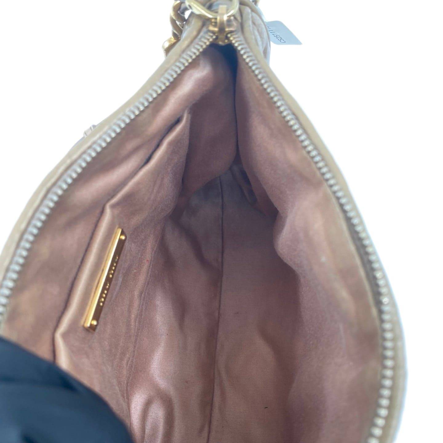 Miu Miu Matelasse Nappa Leather Small Shoulder Bag Taupe GHW