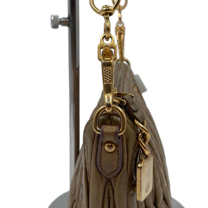 Miu Miu Matelasse Nappa Leather Small Shoulder Bag Taupe GHW