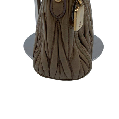 Miu Miu Matelasse Nappa Leather Small Shoulder Bag Taupe GHW