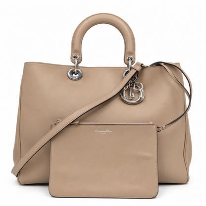 Christian Dior Leather Large Diorissimo Tote Bag Beige SHW