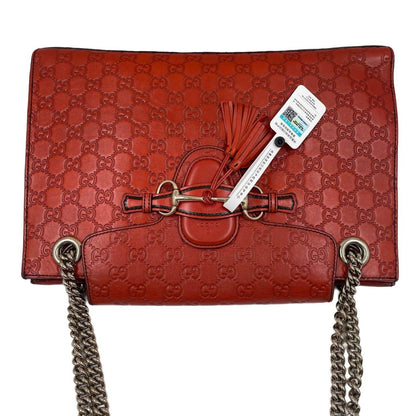 Gucci Guccissima Leather Large Emily Shoulder Bag Red GHW