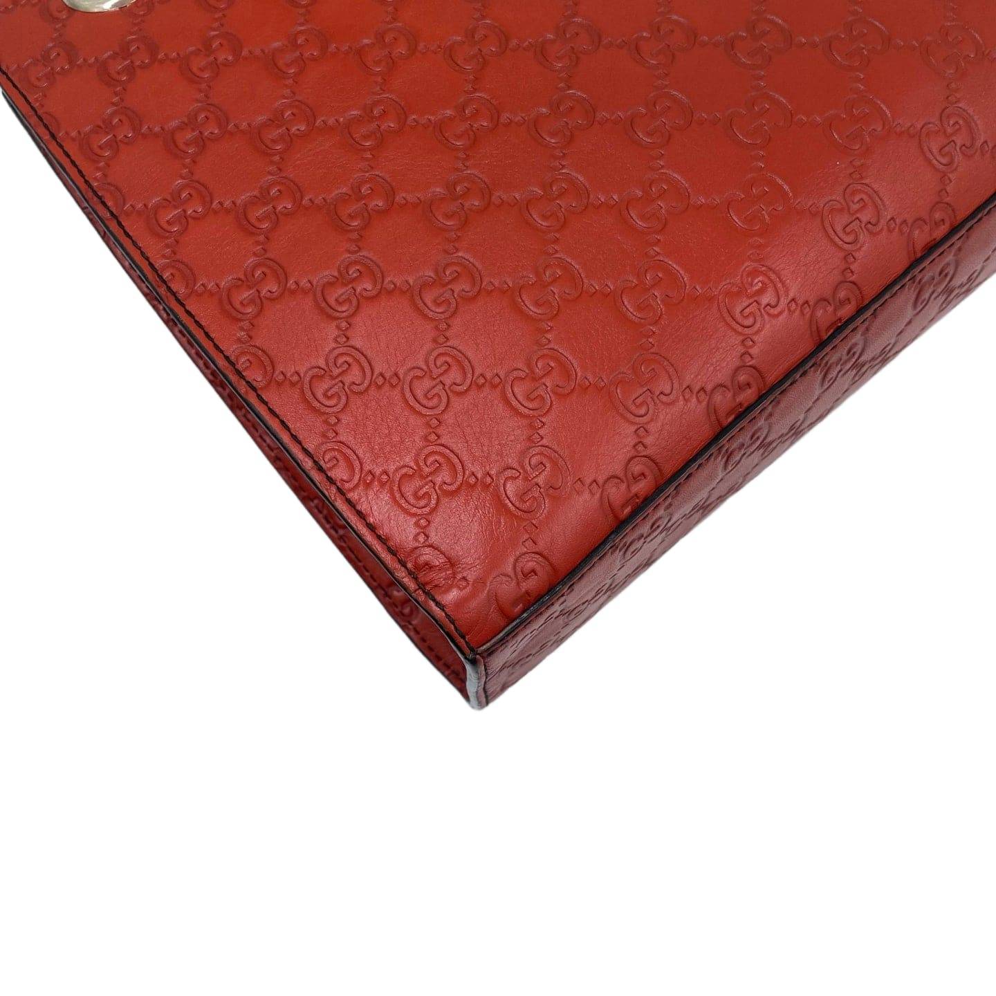 Gucci Guccissima Leather Large Emily Shoulder Bag Red GHW