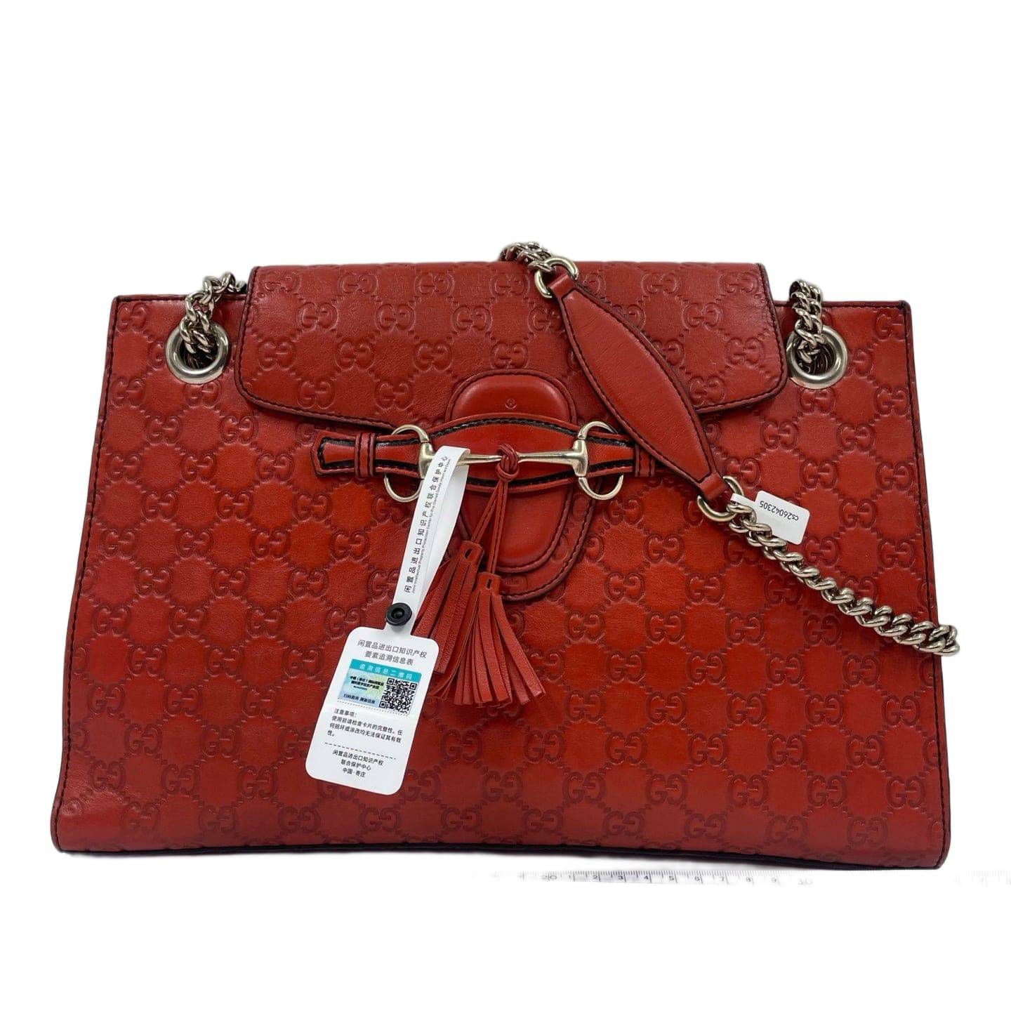 Gucci Guccissima Leather Large Emily Shoulder Bag Red GHW