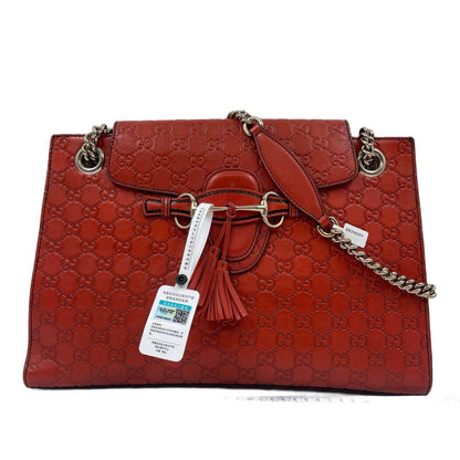 Gucci Guccissima Leather Large Emily Shoulder Bag Red GHW