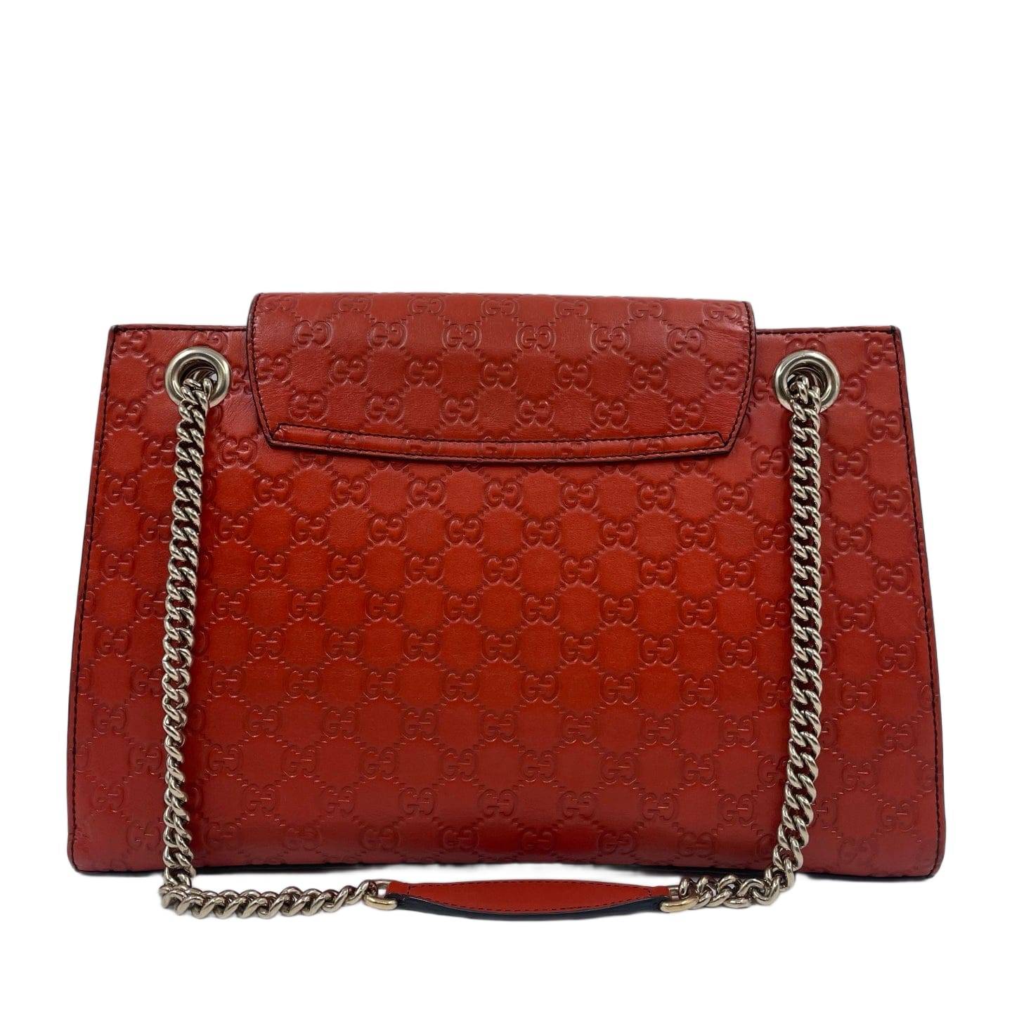 Gucci Guccissima Leather Large Emily Shoulder Bag Red GHW
