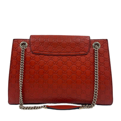 Gucci Guccissima Leather Large Emily Shoulder Bag Red GHW