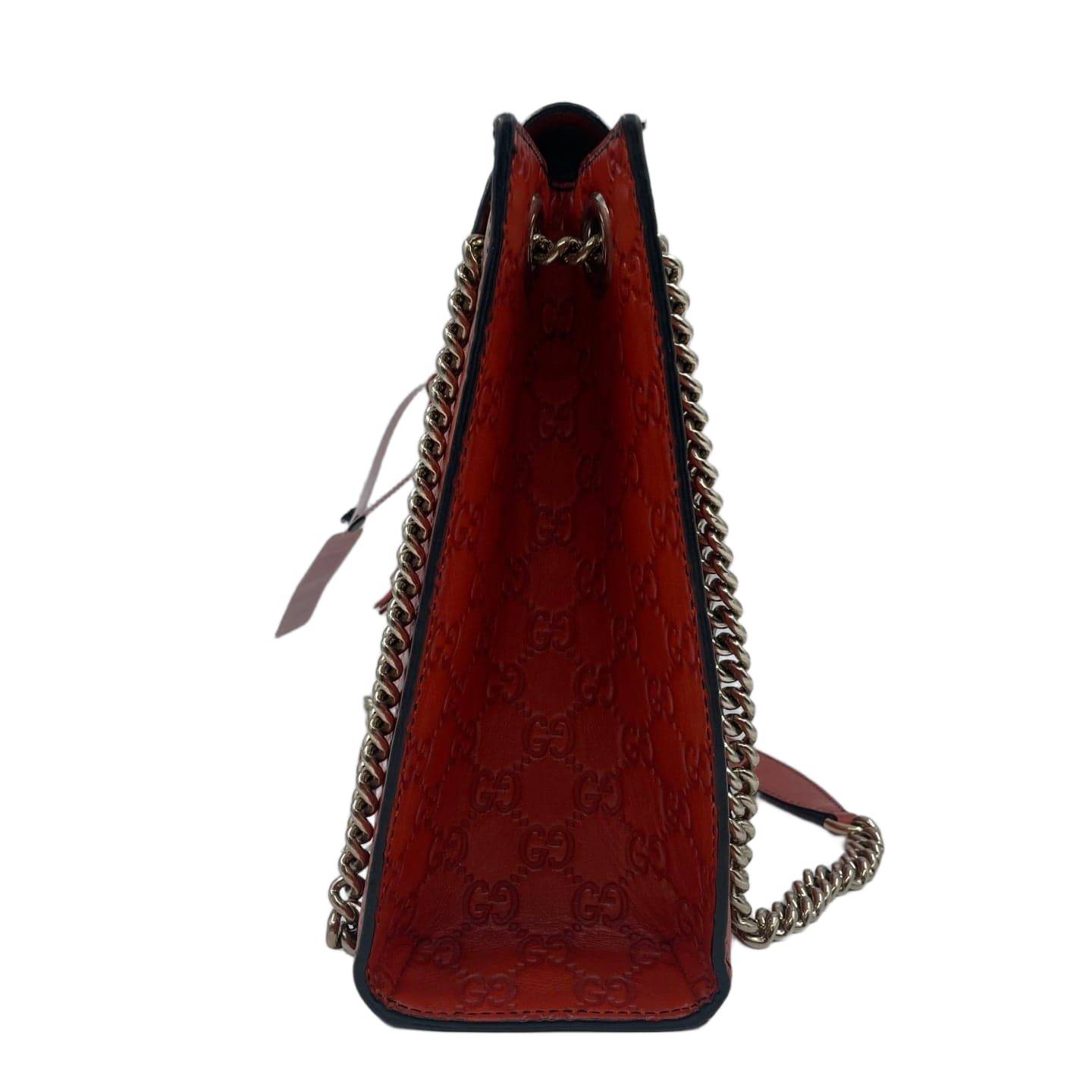 Gucci Guccissima Leather Large Emily Shoulder Bag Red GHW