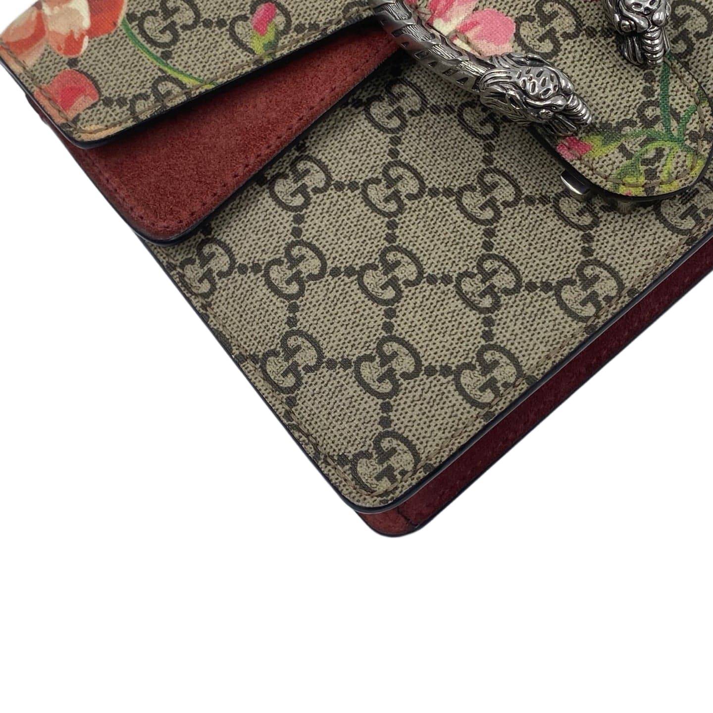 Gucci GG Supreme Monogram Blooms Mini Dionysus Shoulder Bag Beige Pink SHW