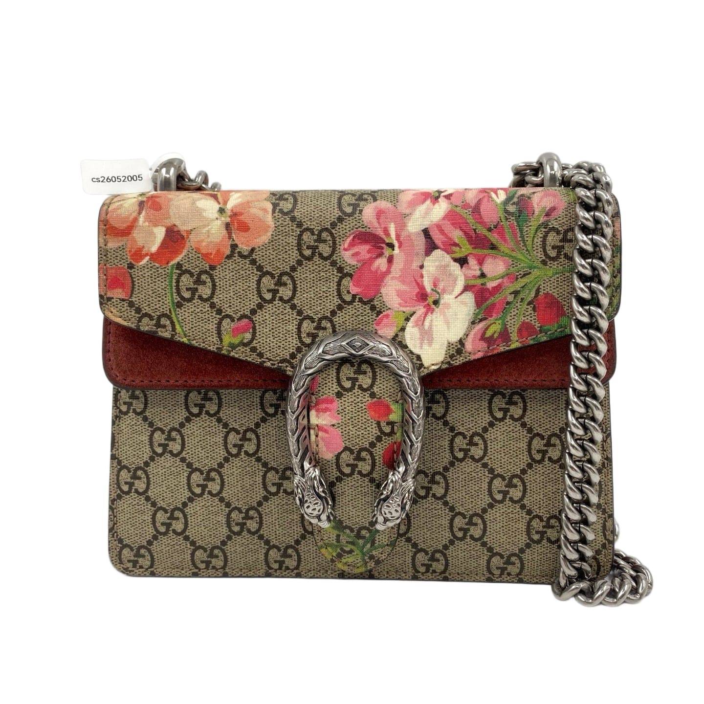 Gucci GG Supreme Monogram Blooms Mini Dionysus Shoulder Bag Beige Pink SHW