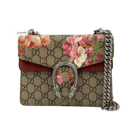 Gucci GG Supreme Monogram Blooms Mini Dionysus Shoulder Bag Beige Pink SHW