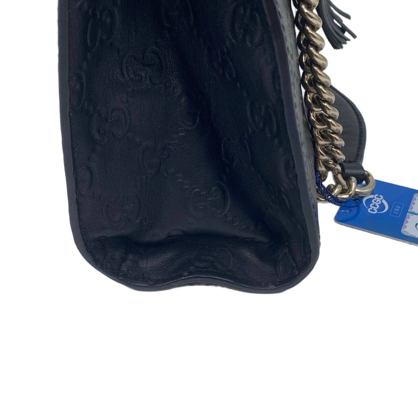Gucci Guccissima Leather Medium Emily Shoulder Bag Black GHW