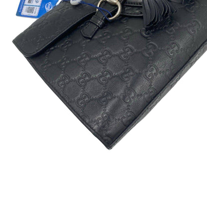 Gucci Guccissima Leather Medium Emily Shoulder Bag Black GHW