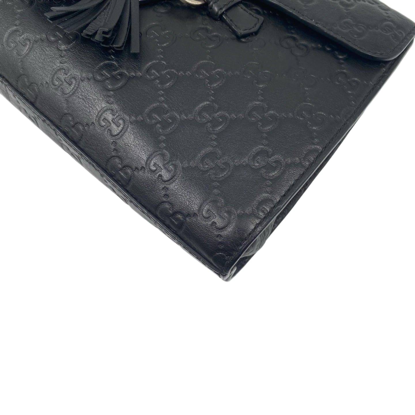 Gucci Guccissima Leather Medium Emily Shoulder Bag Black GHW