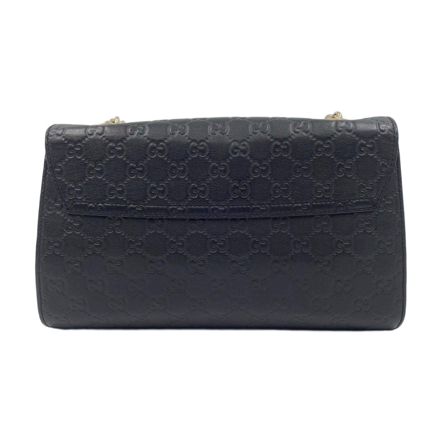 Gucci Guccissima Leather Medium Emily Shoulder Bag Black GHW