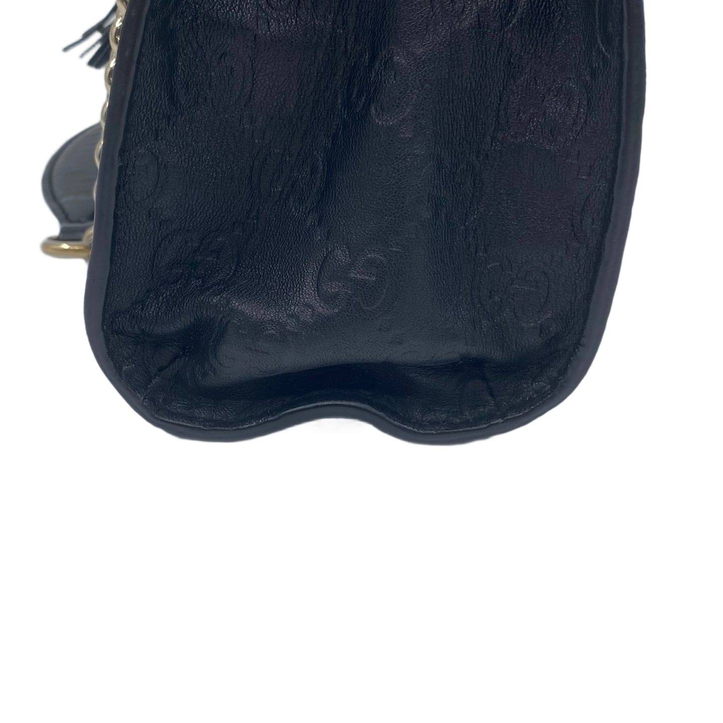 Gucci Guccissima Leather Medium Emily Shoulder Bag Black GHW