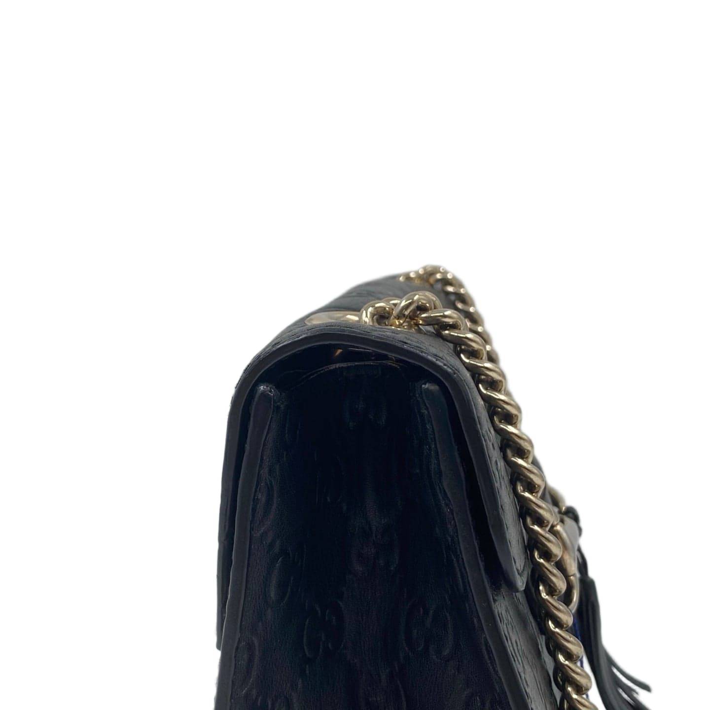 Gucci Guccissima Leather Medium Emily Shoulder Bag Black GHW