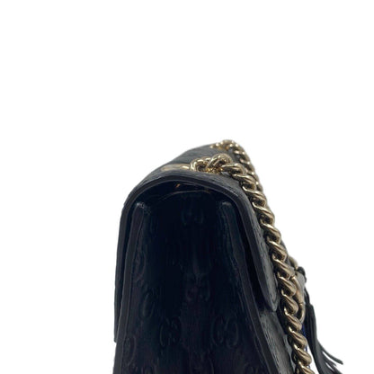 Gucci Guccissima Leather Medium Emily Shoulder Bag Black GHW
