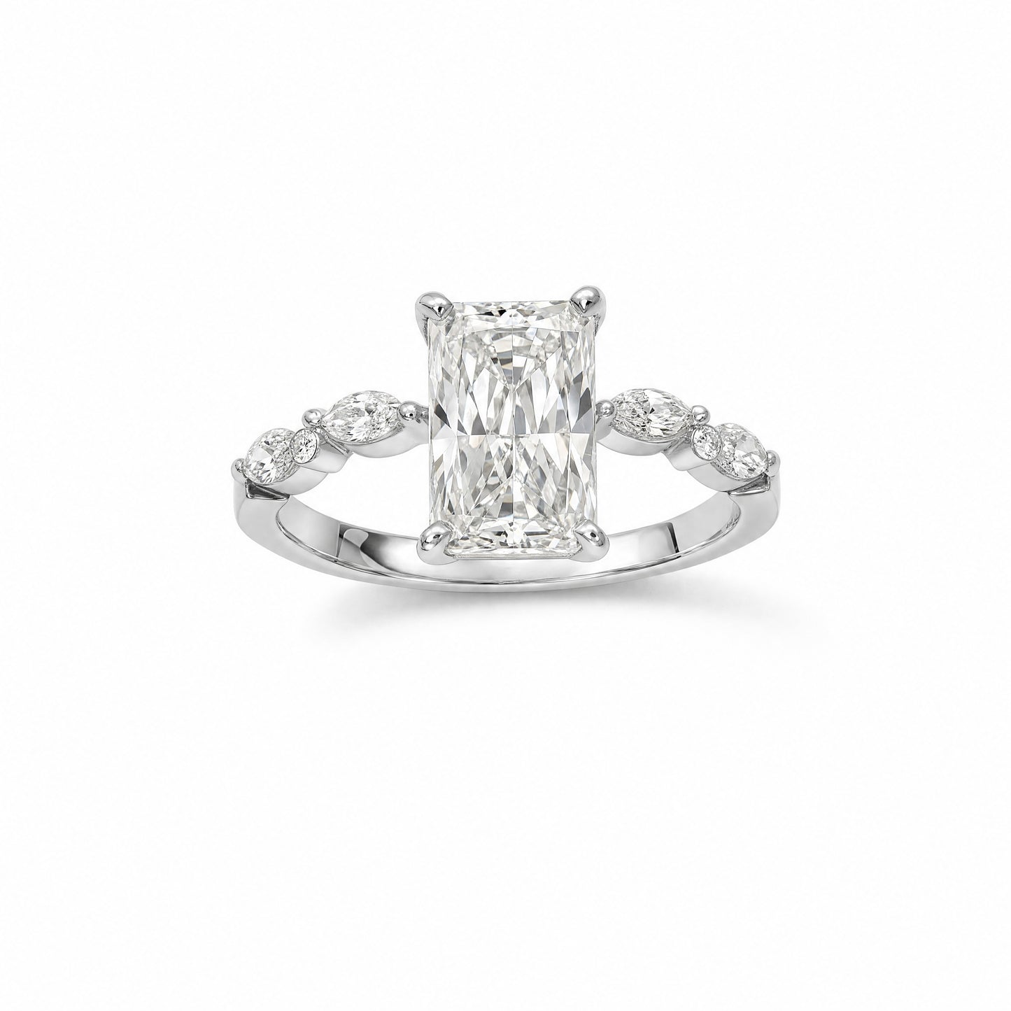 JANARY Radiant Cut Diamond Ring in 18k White Gold