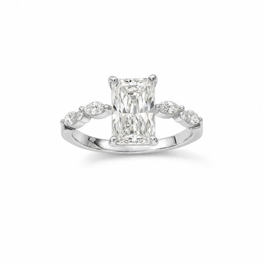 JANARY Radiant Cut Diamond Ring in 18k White Gold