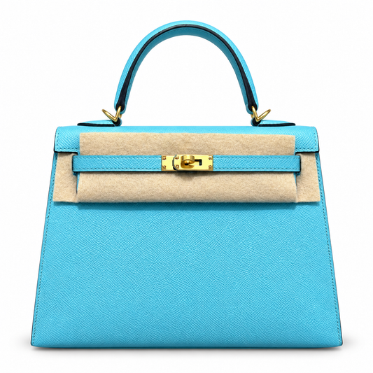 Hermès Kelly 25 Bleu Atoll Epsom Leather GHW