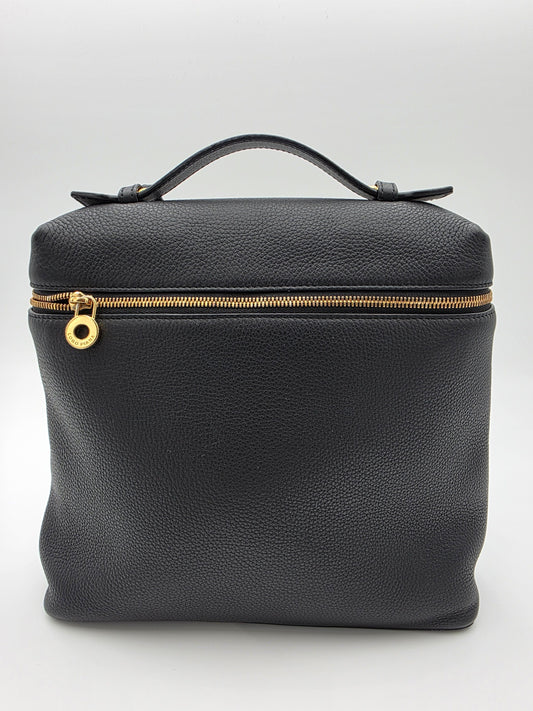 LORO PIANA Extra Pocket Leather Backpack In Black