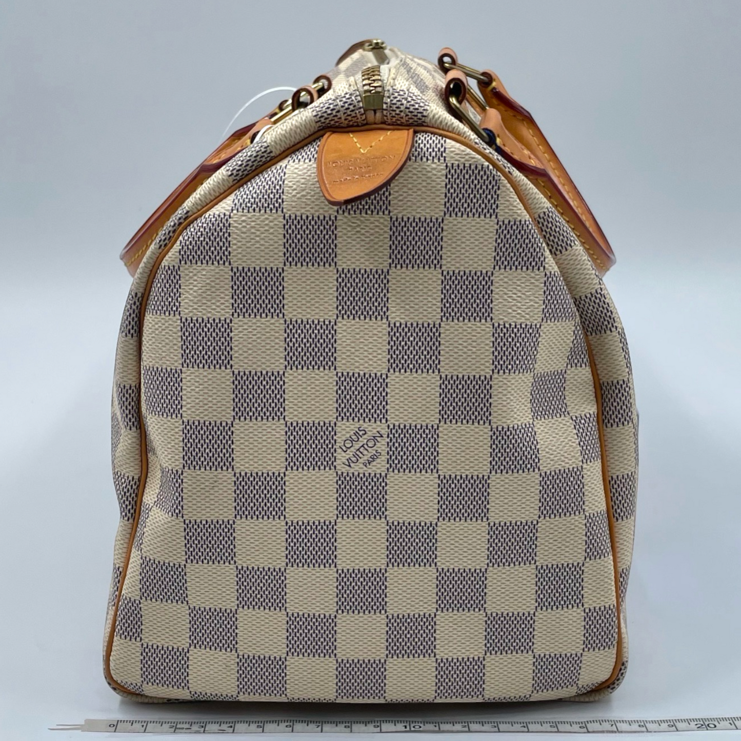 Louis Vuitton Damier Azur Canvas 30 Speedy Bag White GHW