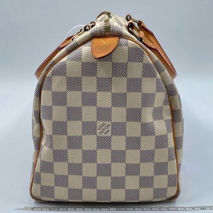 Louis Vuitton Damier Azur Canvas 30 Speedy Bag White GHW