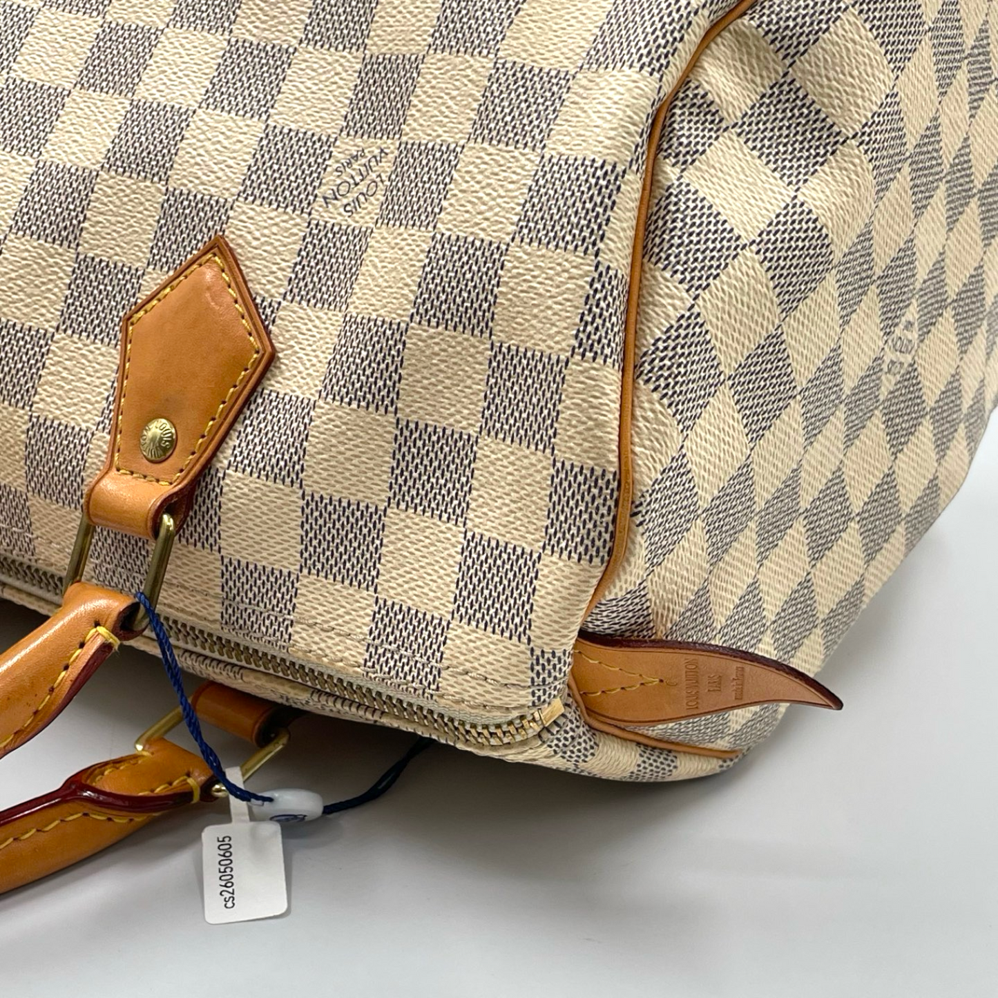 Louis Vuitton Damier Azur Canvas 30 Speedy Bag White GHW