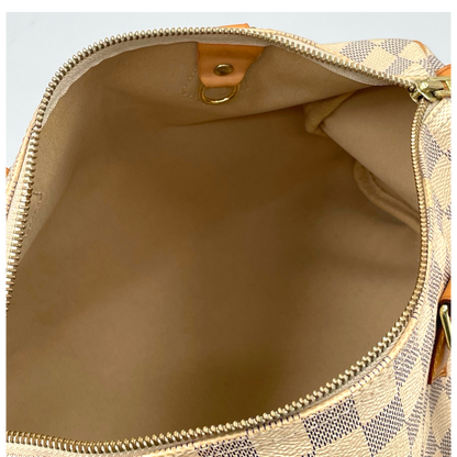 Louis Vuitton Damier Azur Canvas 30 Speedy Bag White GHW
